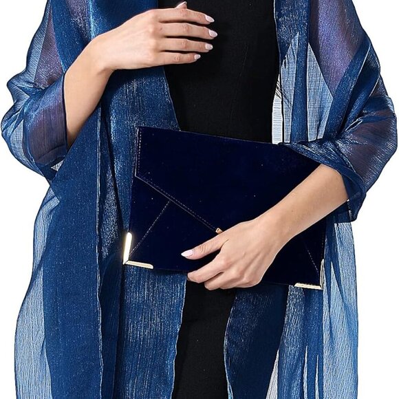 Sheer Crepe Shawls and Wraps for Formal Evening Party,Women Soft Shimmer Light-w - Picture 7 of 7